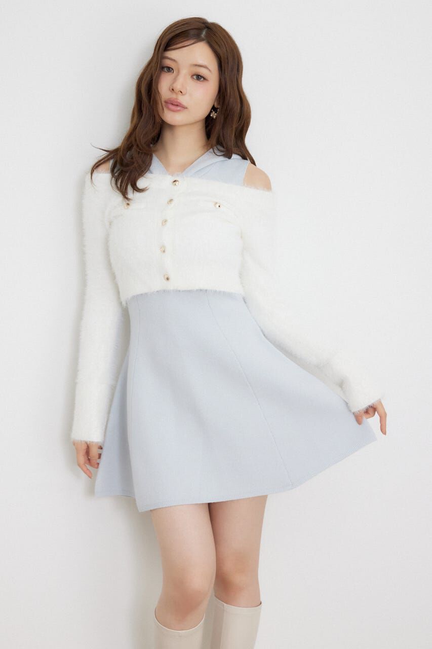 rienda「カーデセットフードミニニットワンピース」|ワンピース|M/BLU7