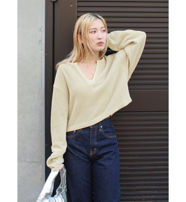 Ungrid「モールダブルフェイスロングスリーブTee」|Tシャツ・カットソー|イエロー