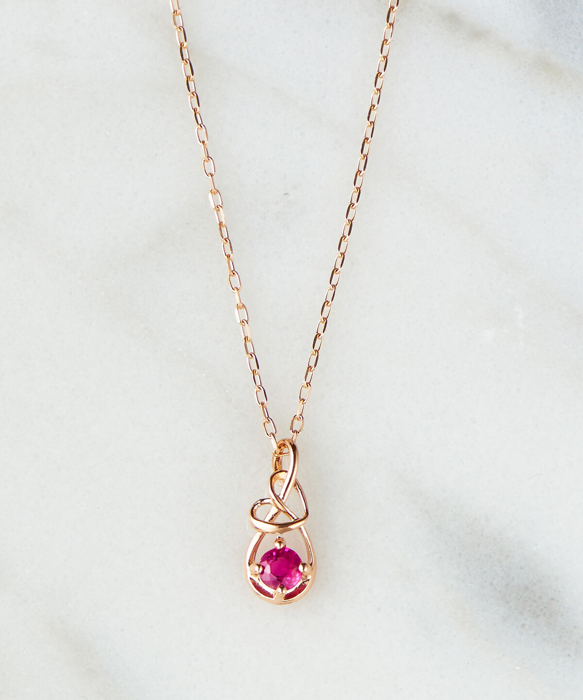 Samantha Tiara「K10 PG Infinity Love Knot バースデーストーンネックレス《7月 誕生石》」|ネックレス|K10 PG