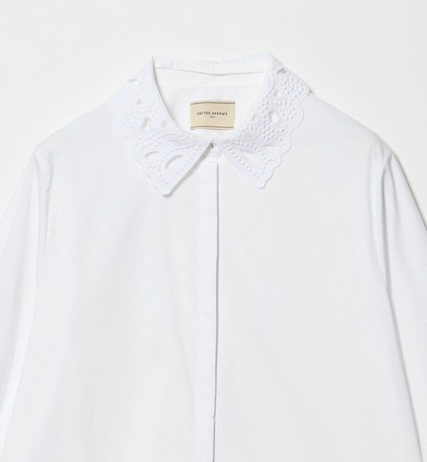UNITED ARROWS「4WAY エンブロイダリー バンドカラー シャツ」|シャツ・ブラウス|