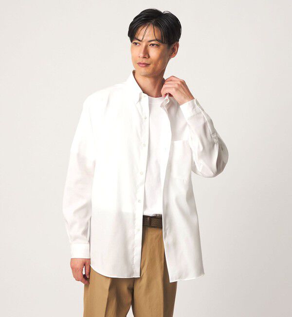 UNITED ARROWS green label relaxing「エブリット コットン ソリッド リラックス スナップ ボタンダウン シャツ -イージーアイロン-」|シャツ・ブラウス|WHITE