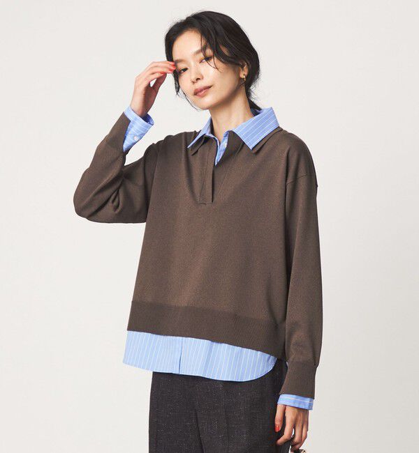 UNITED ARROWS green label relaxing「2WAY  スキッパー シャツ プルオーバー ニット」|ニット・セーター|MD.BROWN