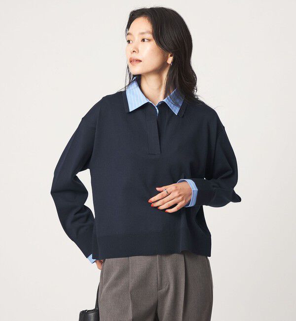 UNITED ARROWS green label relaxing「2WAY  スキッパー シャツ プルオーバー ニット」|ニット・セーター|