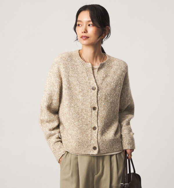 UNITED ARROWS green label relaxing「ミックスヤーン スキッパー カーディガン」|カーディガン|BEIGE