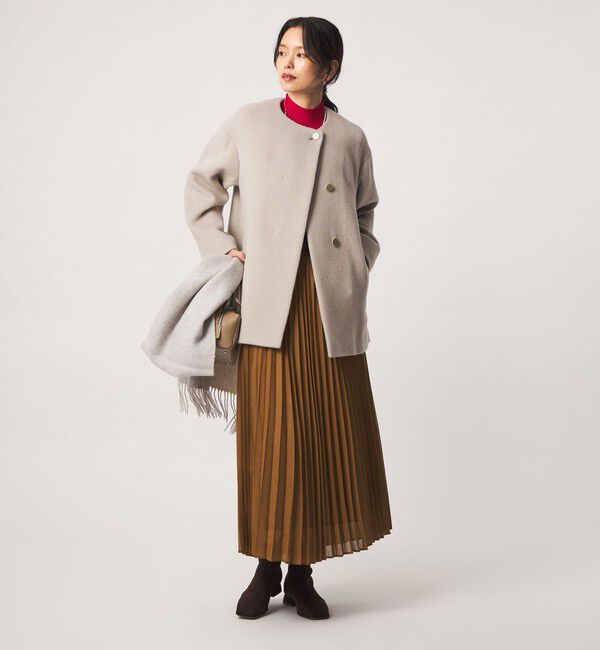 UNITED ARROWS green label relaxing「［size SHORTあり］アンゴラビーバー ミドルコート」|ノーカラーコート|