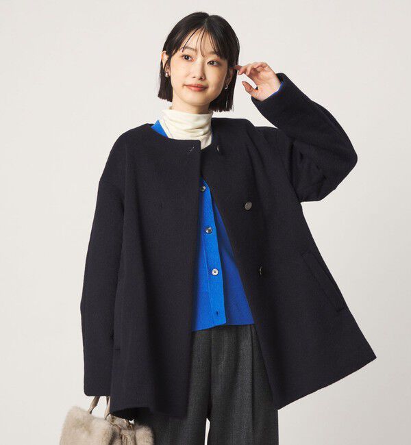 UNITED ARROWS green label relaxing「［size SHORTあり］アンゴラビーバー ミドルコート」|ノーカラーコート|