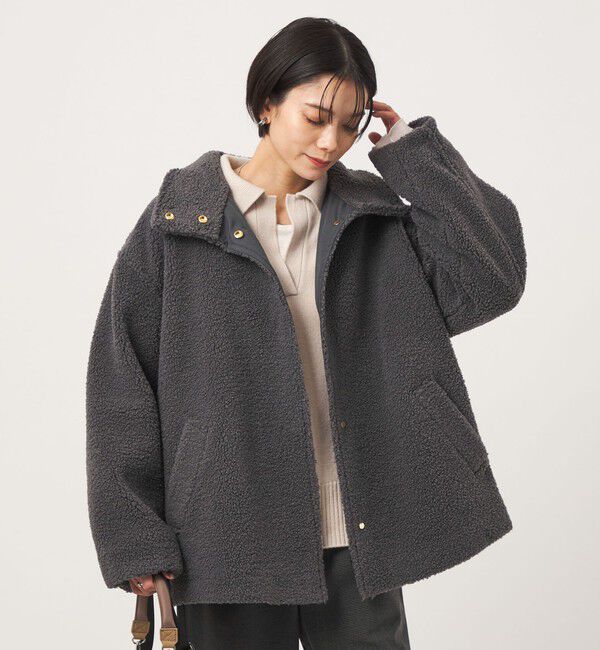 UNITED ARROWS green label relaxing「［size SHORTあり］ボア スタンドカラー ブルゾン」|ブルゾン・スタジャン|MD.GRAY