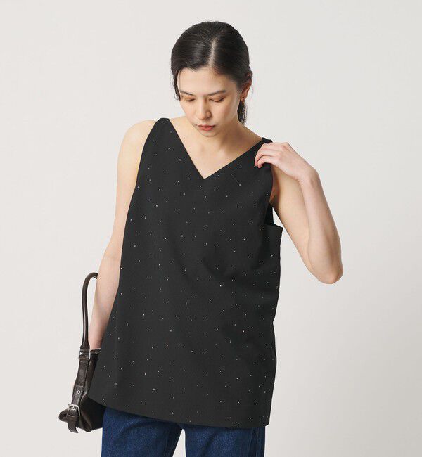 BEAUTY&YOUTH UNITED ARROWS「ラインストーン ノースリーブチュニック ウォッシャブル」|タンクトップ|BLACK