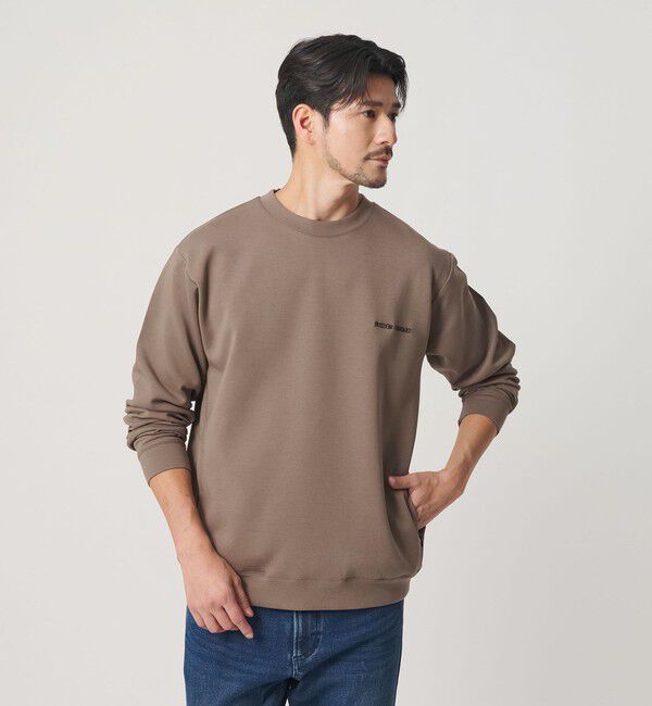 BEAUTY&YOUTH UNITED ARROWS「【WEB限定 WARDROBE SMART】ダブルニット ロゴ クルーネック スウェット/セットアップ対応【抗菌・防臭】」|Tシャツ・カットソー|