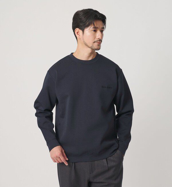 BEAUTY&YOUTH UNITED ARROWS「【WEB限定 WARDROBE SMART】ダブルニット ロゴ クルーネック スウェット/セットアップ対応【抗菌・防臭】」|Tシャツ・カットソー|