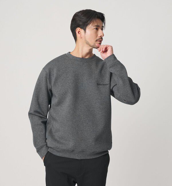 BEAUTY&YOUTH UNITED ARROWS「【WEB限定 WARDROBE SMART】ダブルニット ロゴ クルーネック スウェット/セットアップ対応【抗菌・防臭】」|Tシャツ・カットソー|