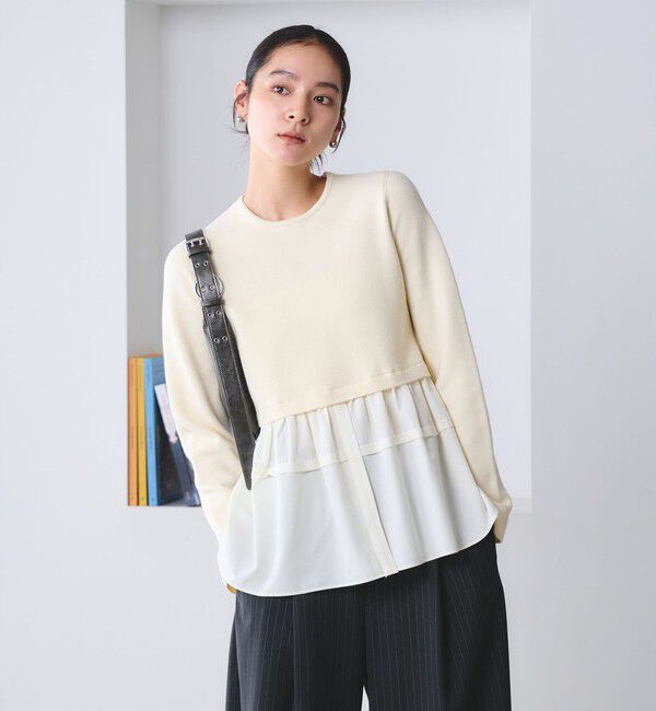 BEAUTY&YOUTH UNITED ARROWS「【WEB限定 Wardrobe DAILY MINIMAL】レイヤードフレアニットプルオーバー ウォッシャブル」|ニット・セーター|