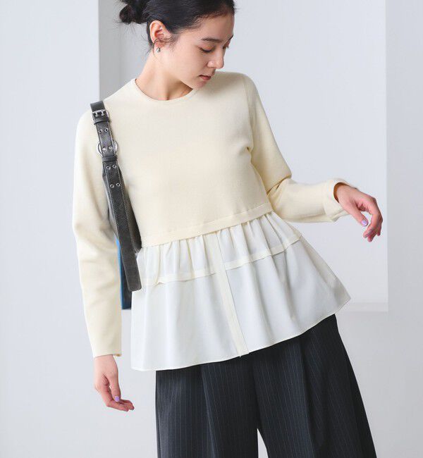 BEAUTY&YOUTH UNITED ARROWS「【WEB限定 Wardrobe DAILY MINIMAL】レイヤードフレアニットプルオーバー ウォッシャブル」|ニット・セーター|