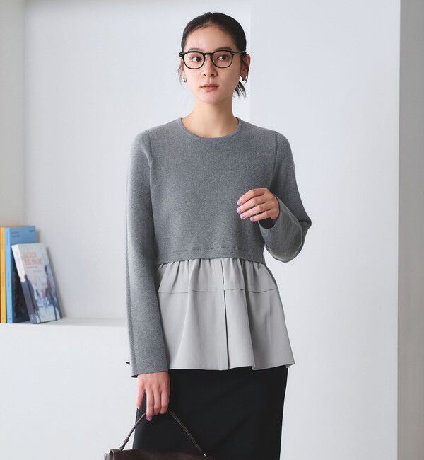 BEAUTY&YOUTH UNITED ARROWS「【WEB限定 Wardrobe DAILY MINIMAL】レイヤードフレアニットプルオーバー ウォッシャブル」|ニット・セーター|
