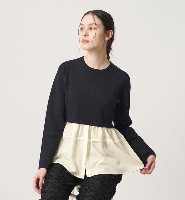 BEAUTY&YOUTH UNITED ARROWS「【WEB限定 Wardrobe DAILY MINIMAL】レイヤードフレアニットプルオーバー ウォッシャブル」|ニット・セーター|
