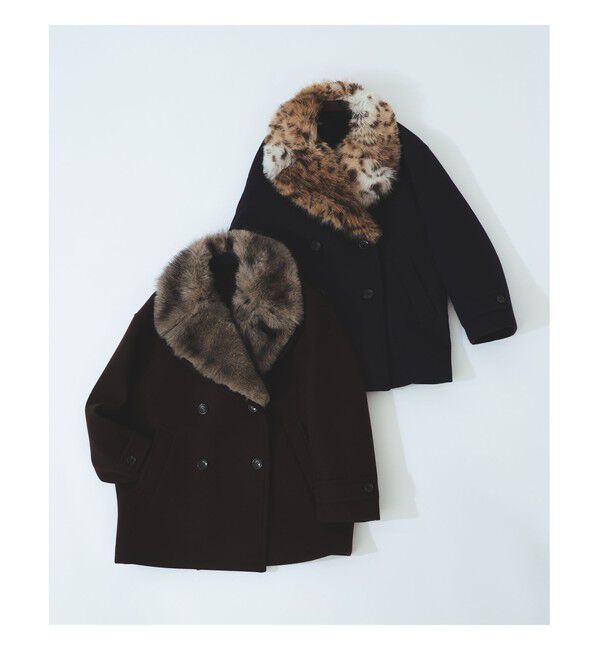 Ray BEAMS 「フェイク ファーカラー ピーコート」|ダッフルコート|BROWN