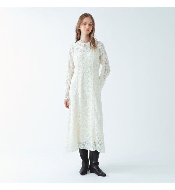 Ray BEAMS 「スリット スリーブ フラワー レース ワンピース」|ワンピース|