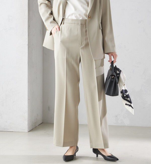 SHIPS for women「タキシード クロス ストレート パンツ」|スラックス|ベージュ