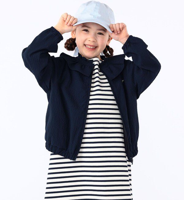 SHIPS KIDS「SHIPS KIDS:100～130cm /〈UVカット/洗濯機可能〉フリル パーカ」|ブルゾン・スタジャン|