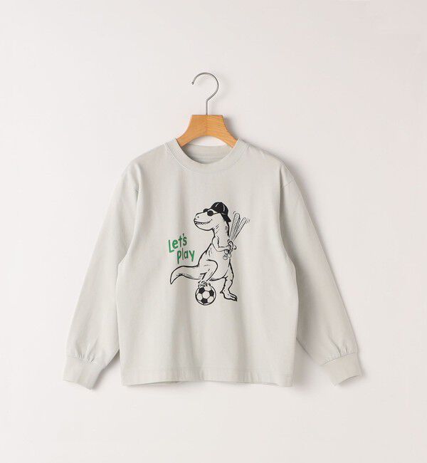 SHIPS KIDS「【SHIPS KIDS別注】ARCH＆LINE:80～90cm / ダイナソー ロングスリーブ Tシャツ」|Tシャツ・カットソー|トップグレー