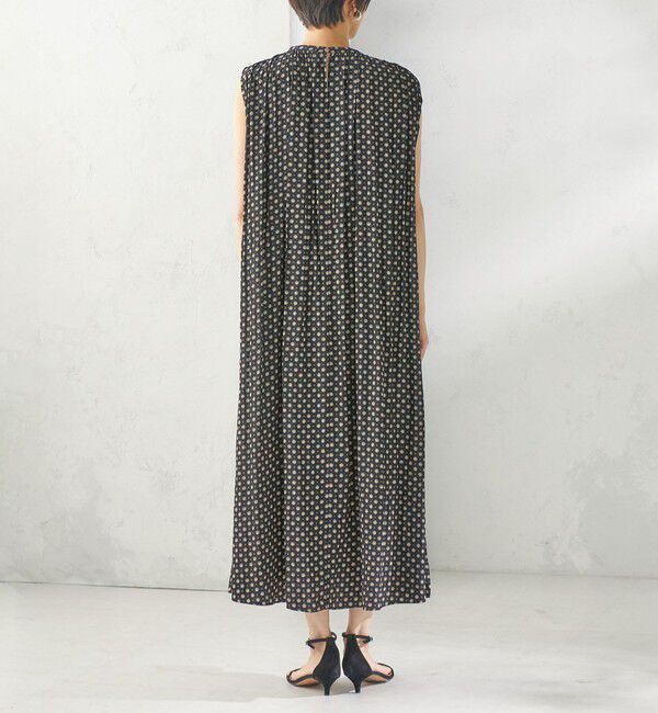 SHIPS for women「〈手洗い可能〉プリント カッセン ノースリーブ ワンピース」|ワンピース|