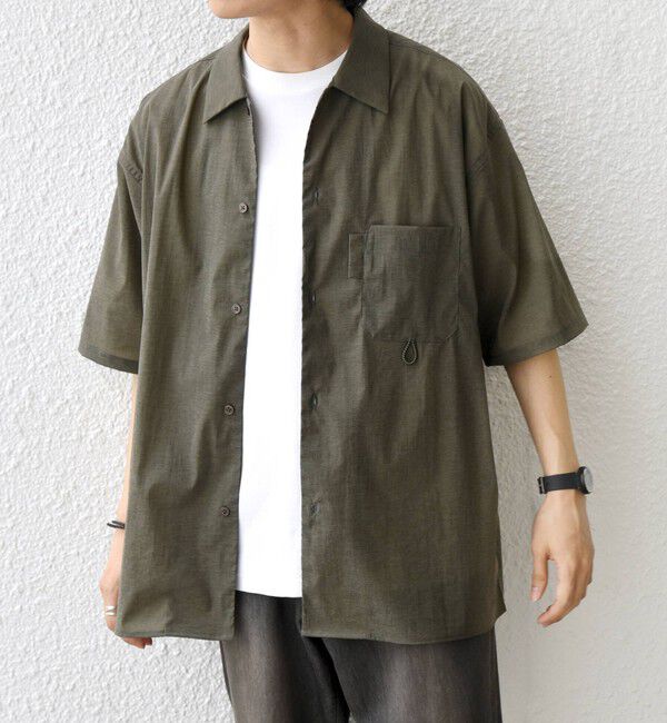 SHIPS any「SHIPS any:〈接触冷感/UVカット〉VEILICE レギュラーカラー ポケット シャツ(セットアップ対応)◇」|シャツ・ブラウス|オリーブ