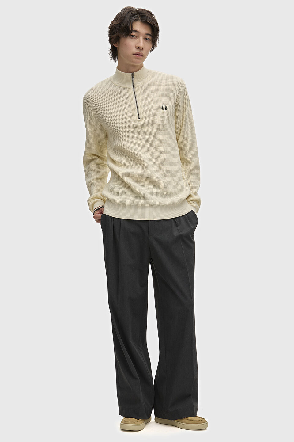 FRED PERRY 「FRED PERRY／Waffle Stitch Half Zip Jumper／ワッフルステッチハーフジップニット」|ニット・セーター|