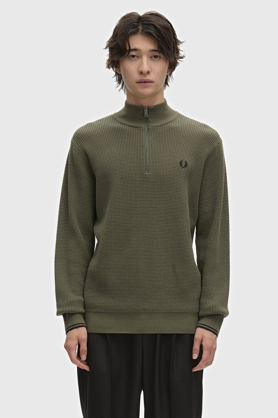 FRED PERRY 「FRED PERRY／Waffle Stitch Half Zip Jumper／ワッフルステッチハーフジップニット」|ニット・セーター|