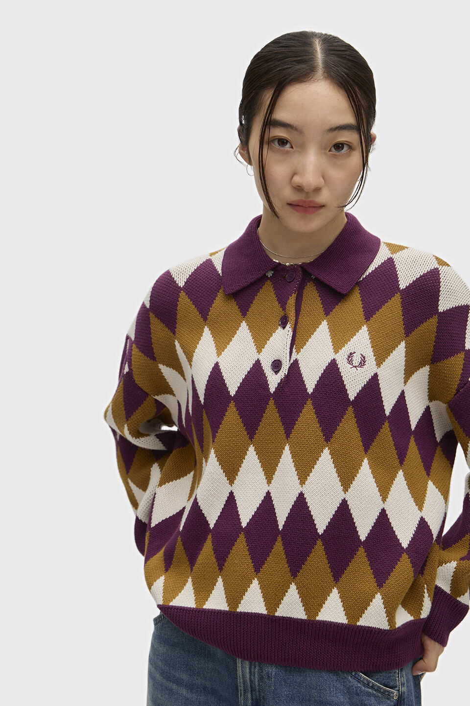 FRED PERRY 「FRED PERRY／DIAMOND JACQUARD KNITTED SHIRT／ダイヤモンドジャカードニットポロシャツ」|ポロシャツ|