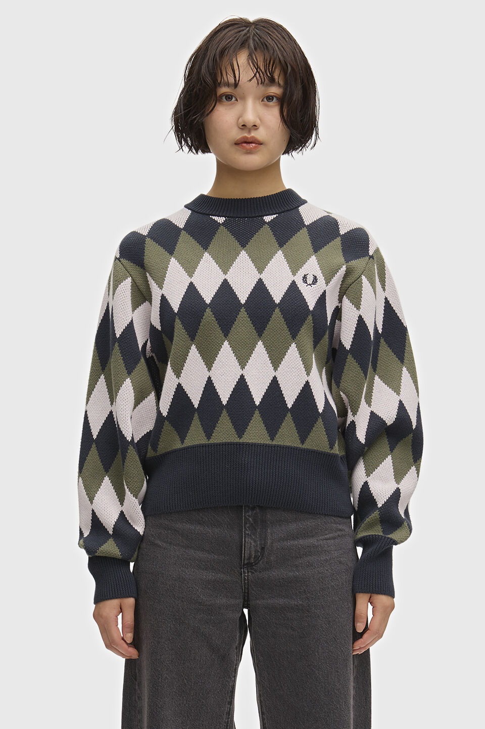FRED PERRY 「FRED PERRY／DIAMOND JACQUARD JUMPER／ダイヤモンドジャカードクルーネックニット」|ニット・セーター|