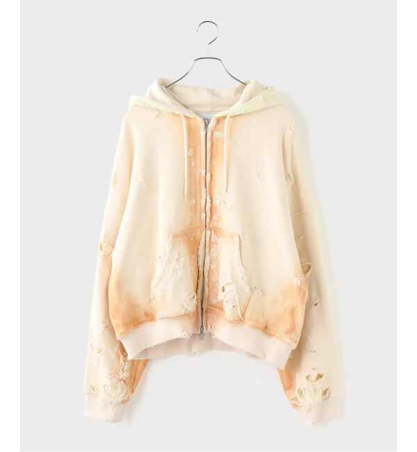JOINT WORKS「TEPPEI FURUYAMA / テッペイフルヤマ CRASH PAINT FADE ZIP-UP HOODIE」|パーカー|ホワイト