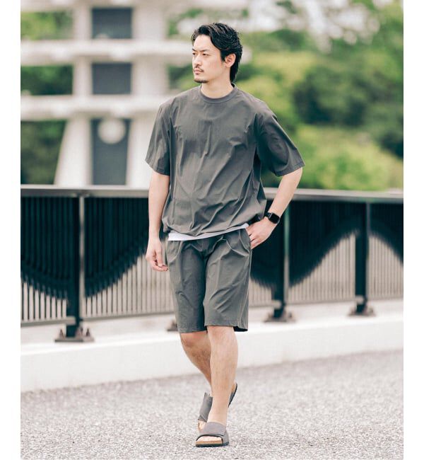 EDIFICE「【EDIFICE ALL-DAY SETUPシリーズ】2点セット プルオーバー Tシャツ&ショーツ」|シャツ・ブラウス|