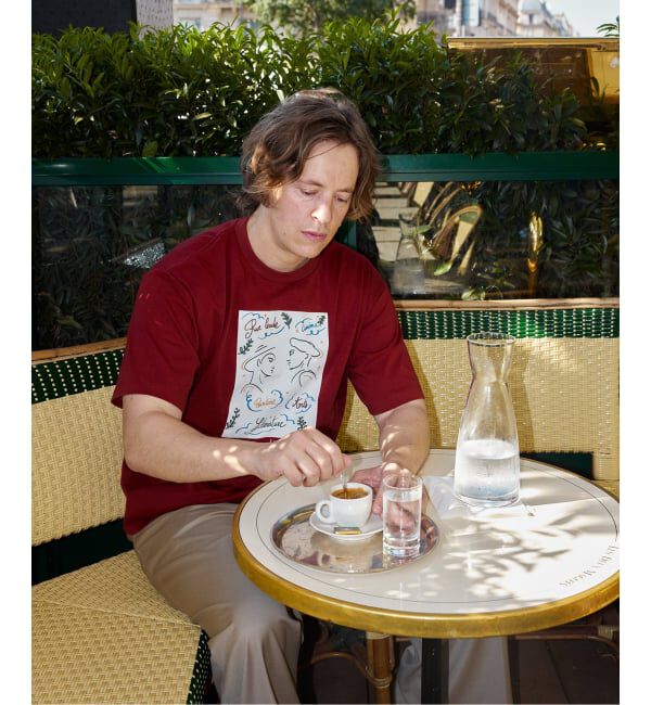 EDIFICE「LES DEUX MAGOTS (ドゥマゴ)  アートTシャツ」|Tシャツ・カットソー|ボルドー