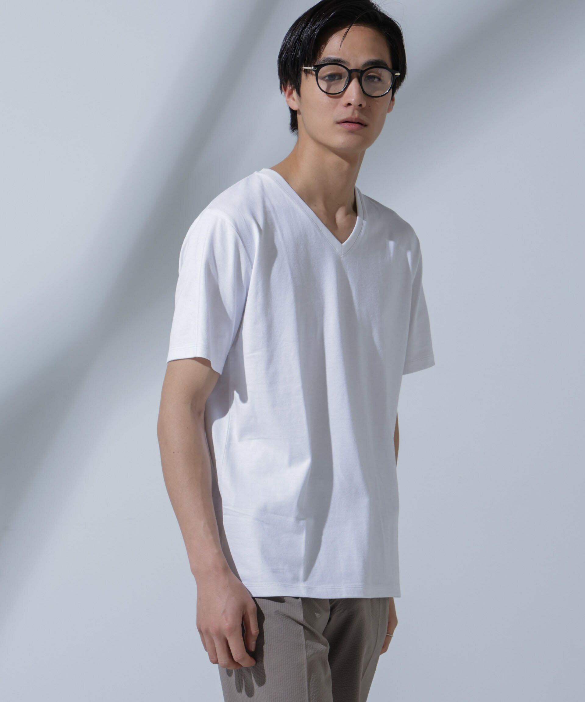 NANO universe「Anti Soaked(R)  汗染み防止 VネックTシャツ」|Tシャツ・カットソー|