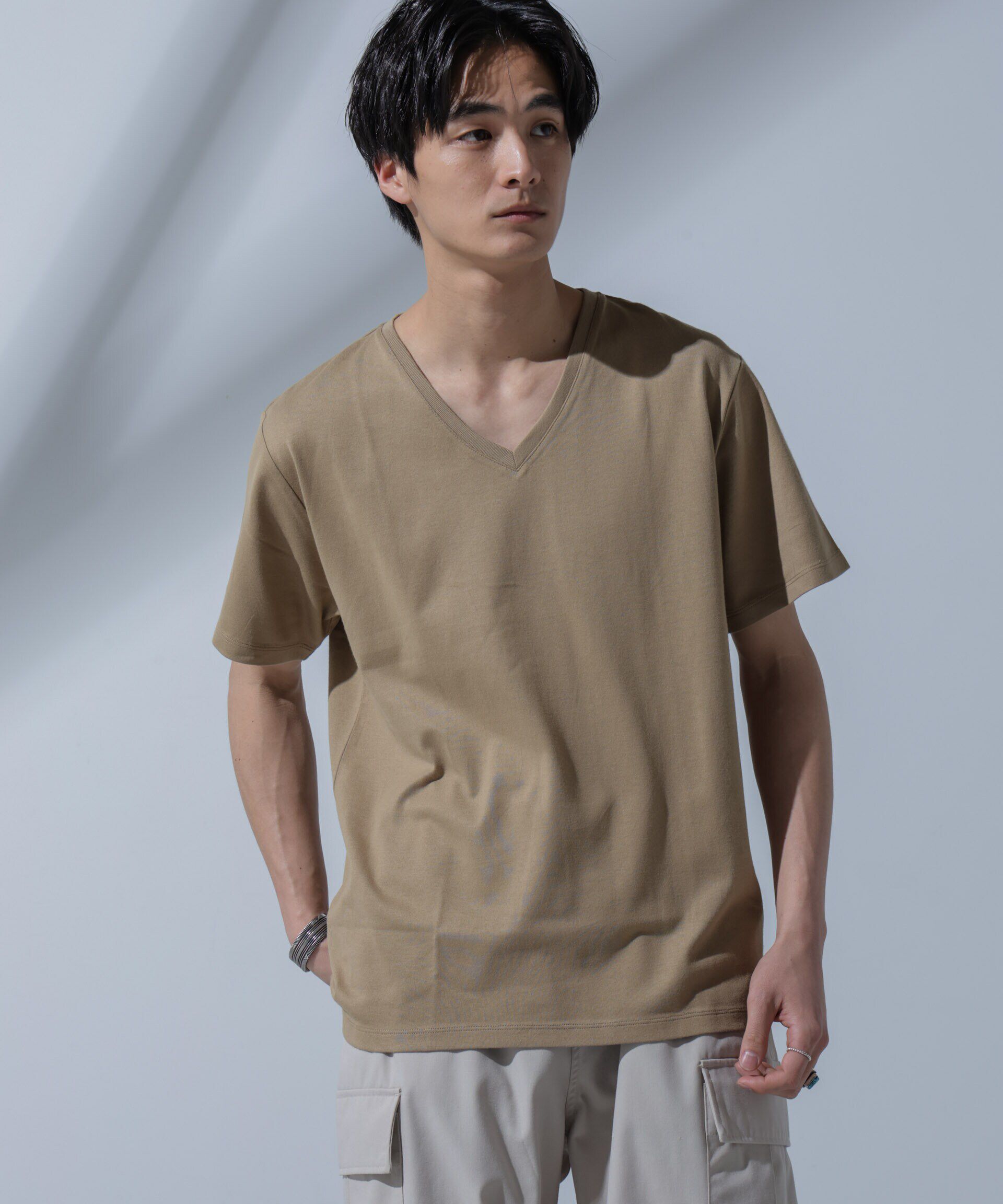 NANO universe「Anti Soaked(R)  汗染み防止 VネックTシャツ」|Tシャツ・カットソー|