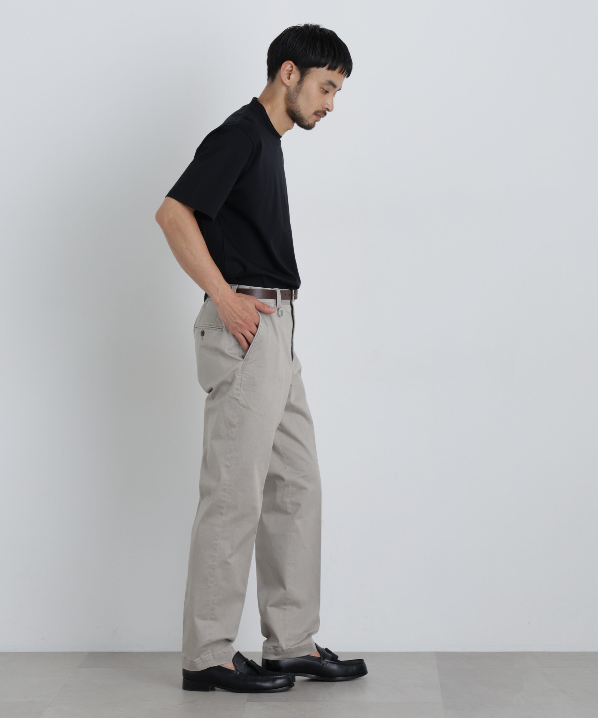 NANO universe「NewOnTrousers フェードサテンSlim テーパー」|チノ|