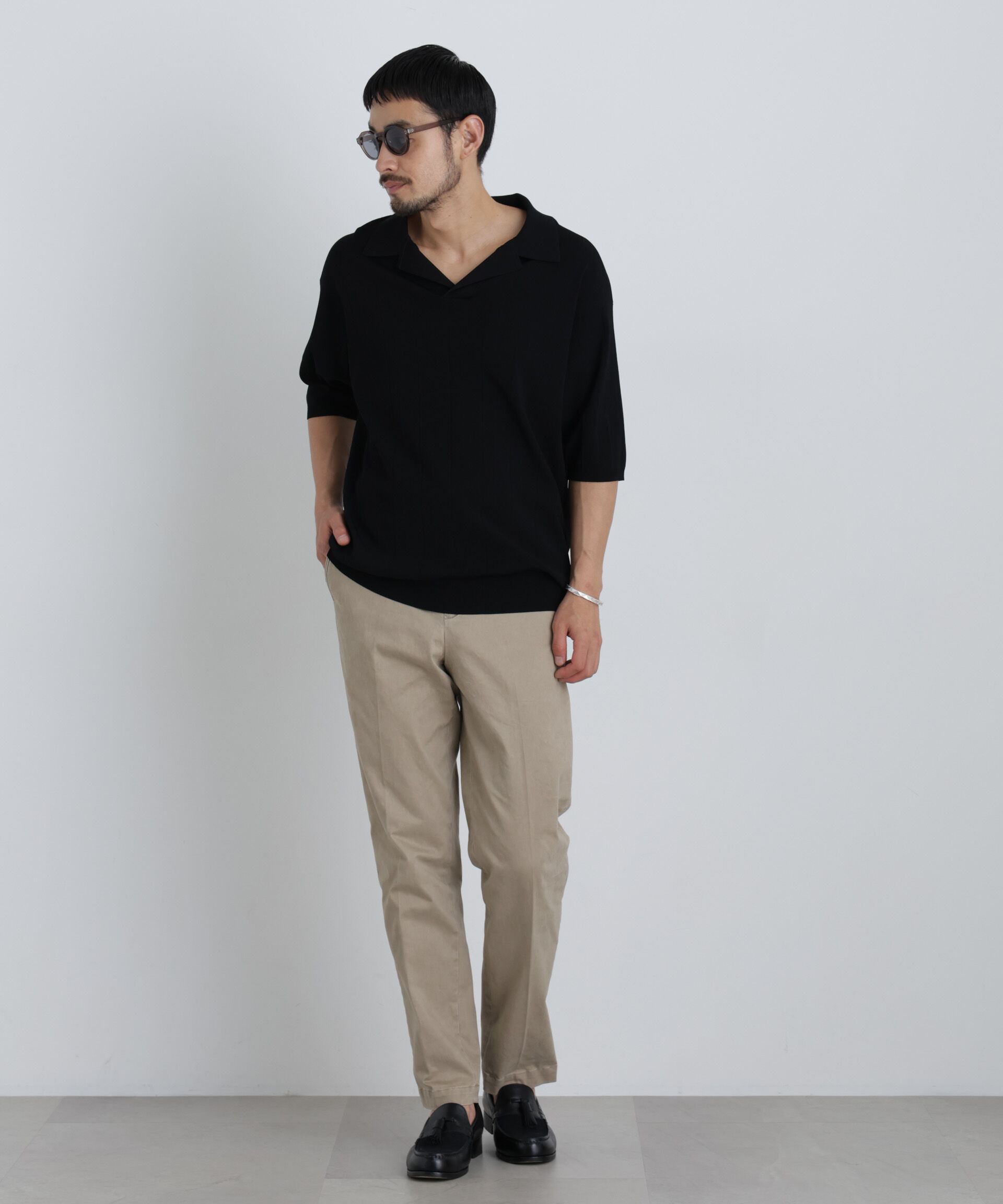 NANO universe「NewOnTrousers フェードサテンSlim テーパー」|チノ|