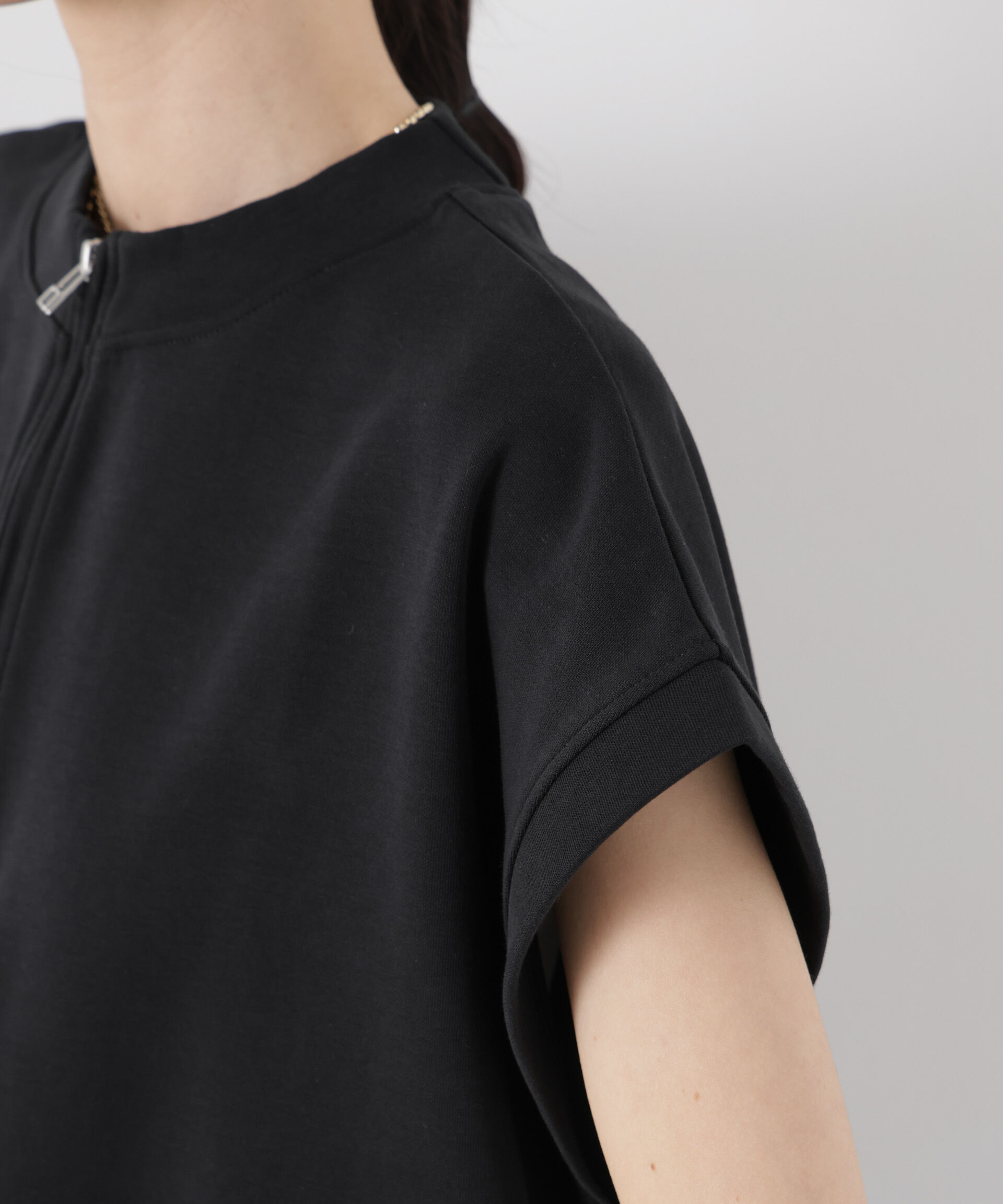 NANO universe「接触冷感ダンボールカットハーフジップトップス(セットアップ可)」|Tシャツ・カットソー|