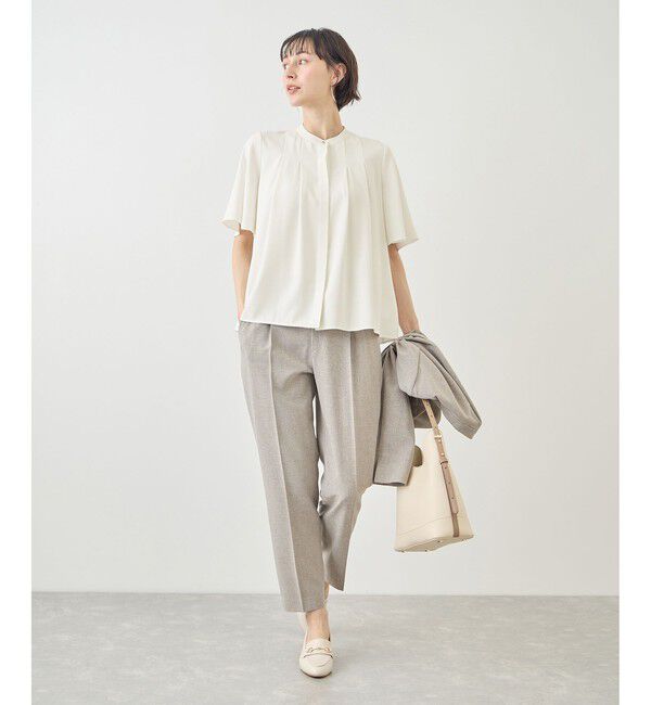Rope&rsquo;Picnic「ジョーゼットタックハーフスリーブブラウス」|シャツ・ブラウス|