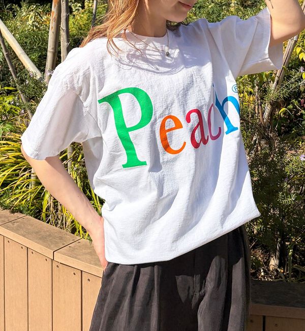 Rouge vif「【byeA./バイエー】Peach TEE/ロゴTシャツ」|Tシャツ・カットソー|