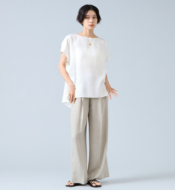Liesse「《定番》麻調ボートネックブラウス（セットアップ可）」|シャツ・ブラウス|