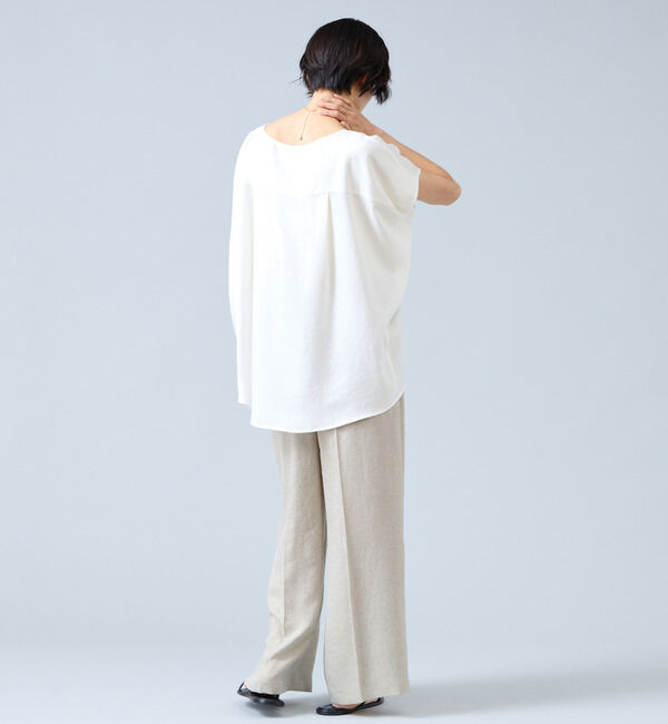 Liesse「《定番》麻調ボートネックブラウス（セットアップ可）」|シャツ・ブラウス|