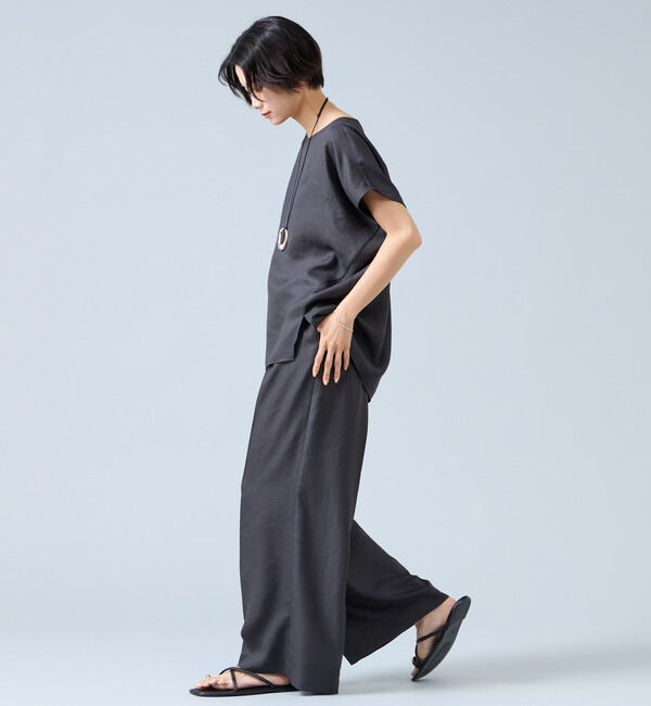 Liesse「《定番》麻調ボートネックブラウス（セットアップ可）」|シャツ・ブラウス|
