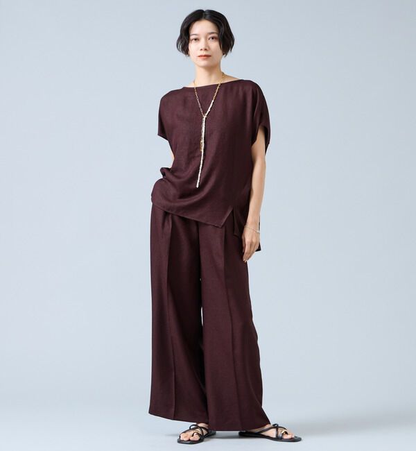 Liesse「《定番》麻調ボートネックブラウス（セットアップ可）」|シャツ・ブラウス|