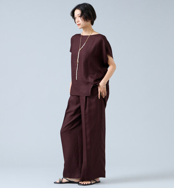 Liesse「《定番》麻調ボートネックブラウス（セットアップ可）」|シャツ・ブラウス|