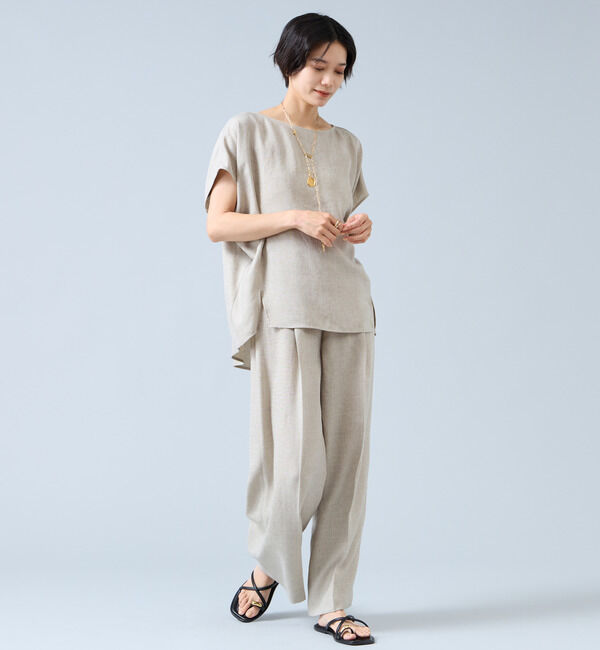 Liesse「《定番》麻調ボートネックブラウス（セットアップ可）」|シャツ・ブラウス|