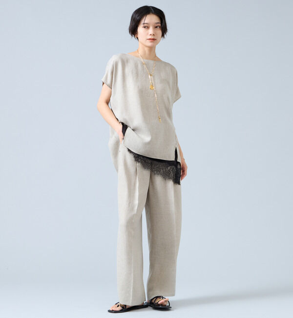 Liesse「《定番》麻調ボートネックブラウス（セットアップ可）」|シャツ・ブラウス|
