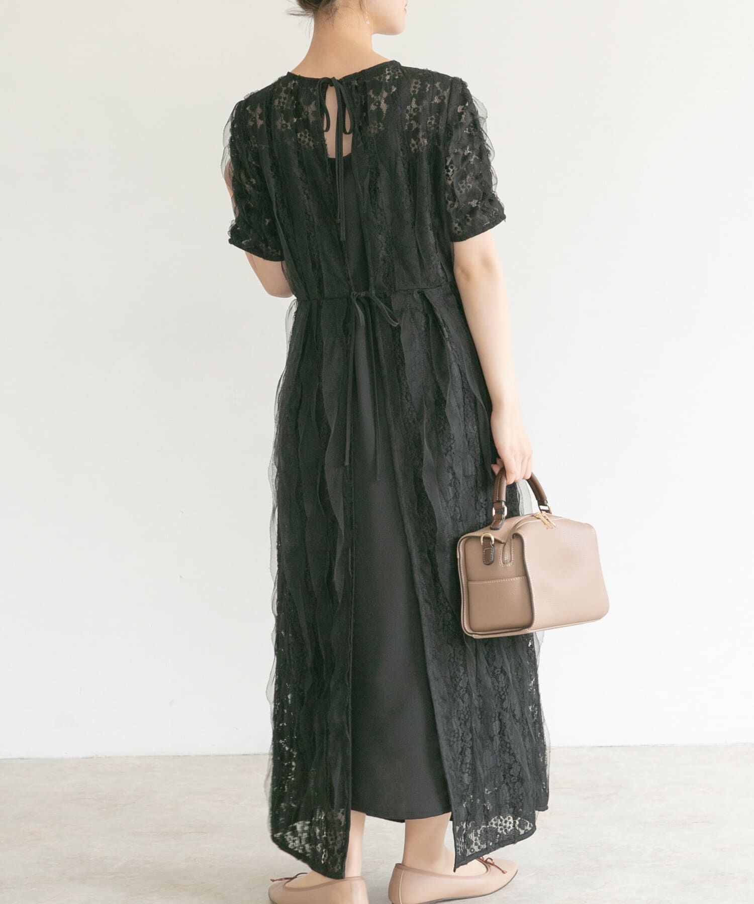 URBAN RESEARCH ROSSO「kaene　リボンチュールエプロンドレス」|ワンピース|
