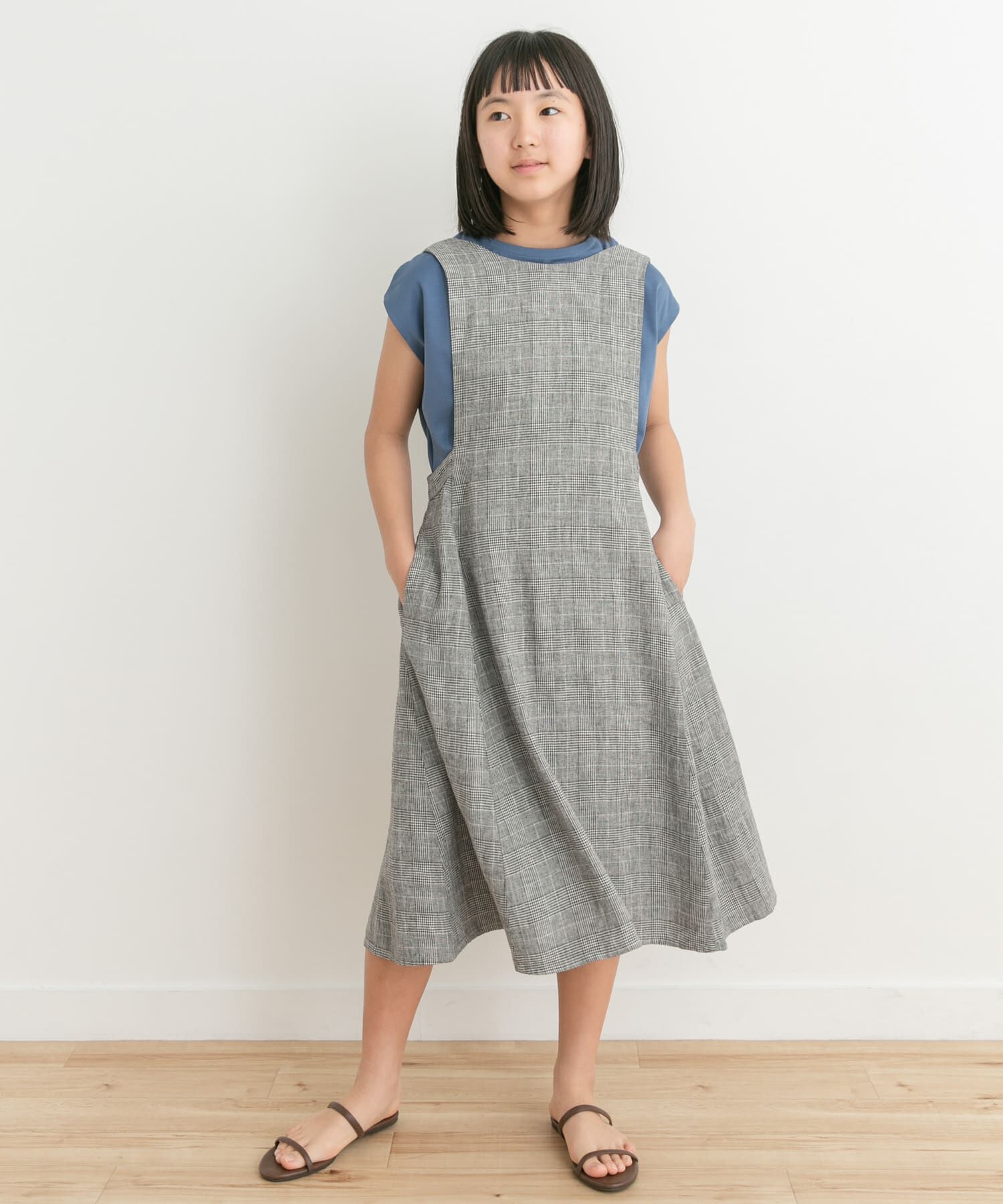 URBAN RESEARCH DOORS「『親子リンク』リネンレーヨンジャンパースカート(KIDS)」|ワンピース|チェック
