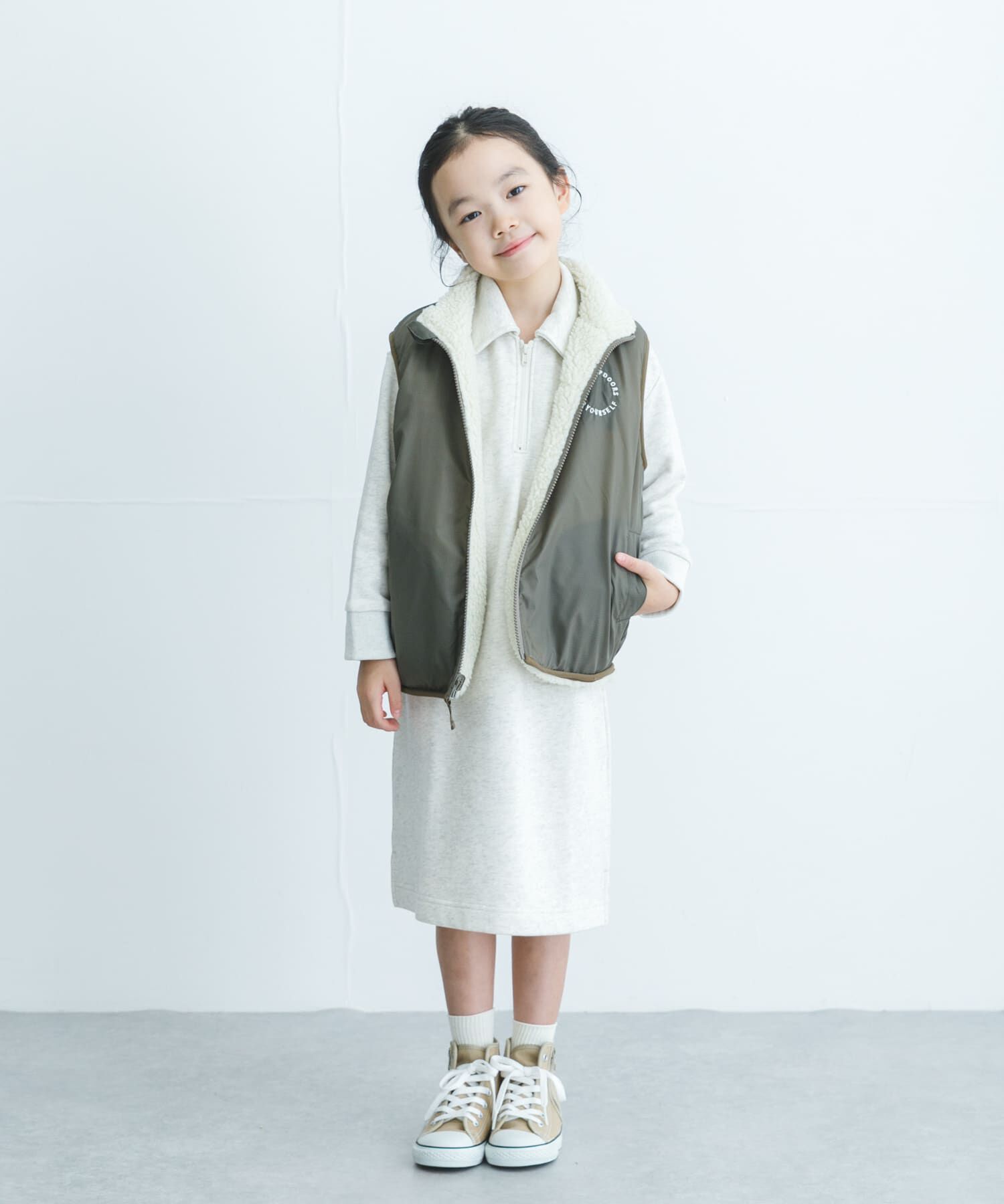 URBAN RESEARCH DOORS「『WEB/一部店舗限定サイズ』裏毛ハーフジップワンピース(KIDS)」|ワンピース|